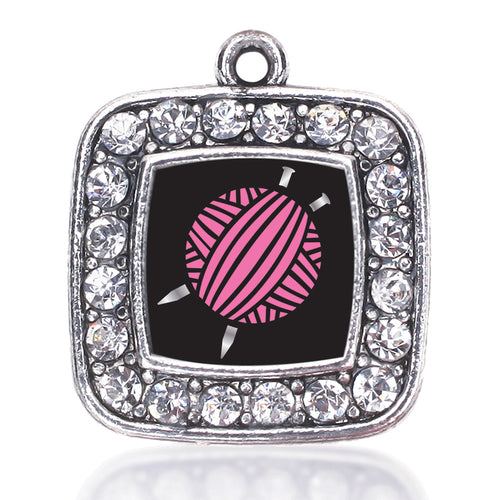 Knitting Needles Square Charm