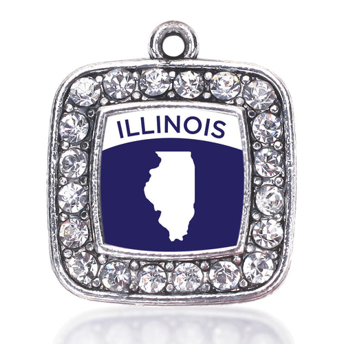 Illinois Outline Square Charm