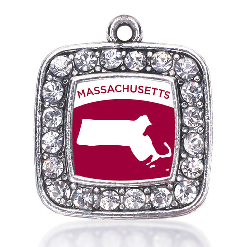 Massachusetts Outline Square Charm