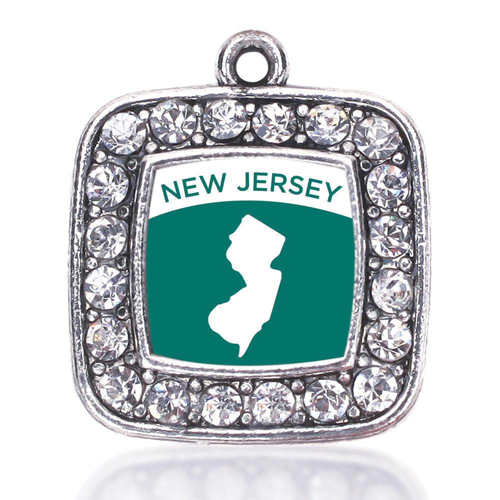 New Jersey Outline Square Charm