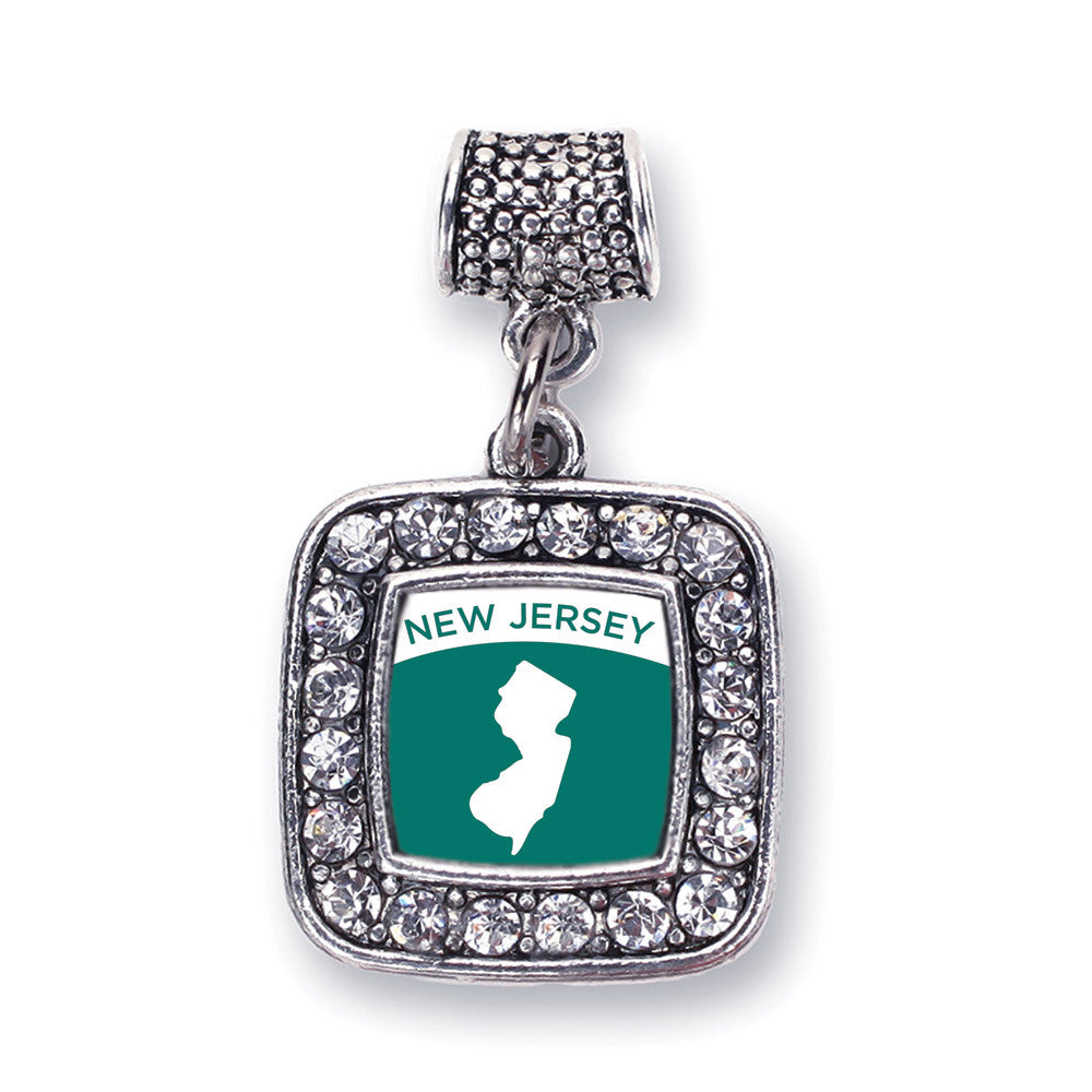 New Jersey Outline Square Charm