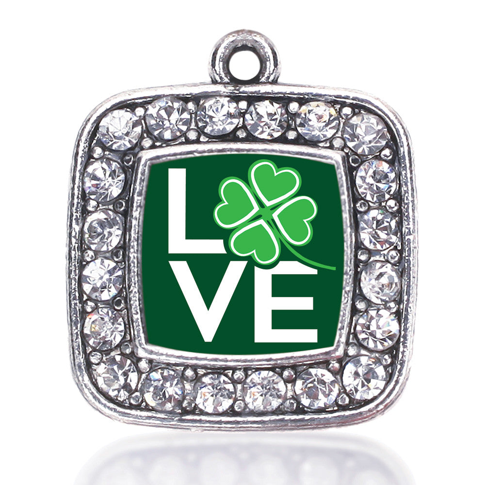 Lucky Clover Of Love Square Charm