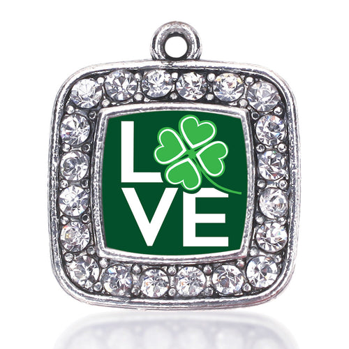Lucky Clover Of Love Square Charm