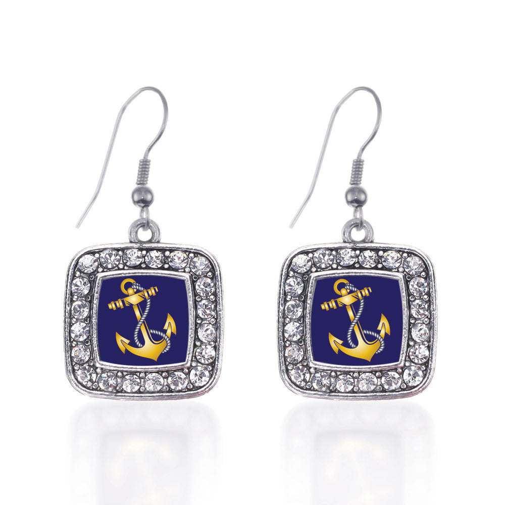 Navy Anchor Square Charm