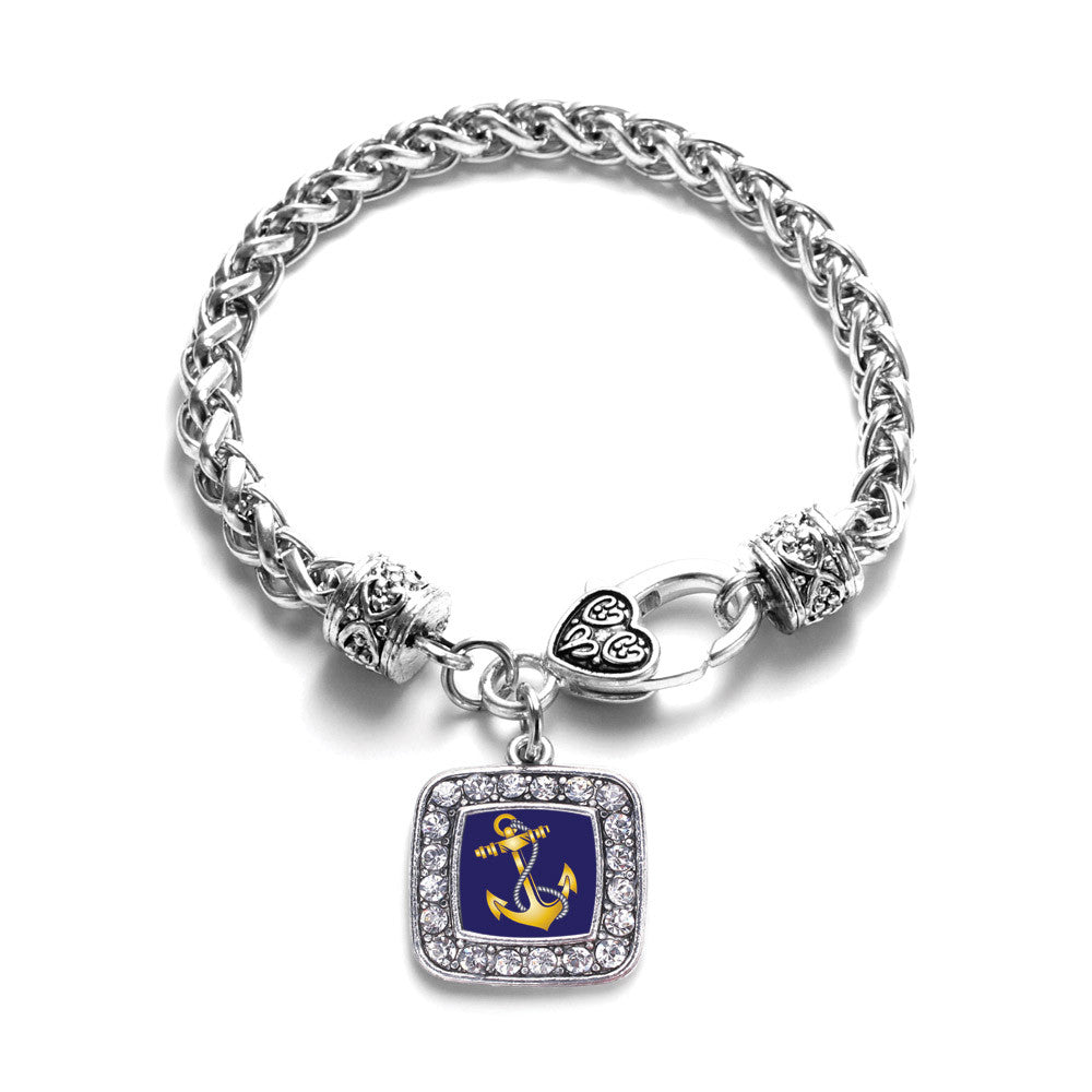 Navy Anchor Square Charm