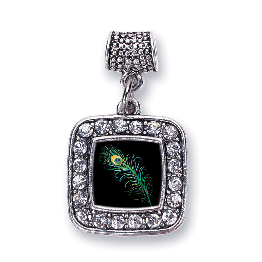 Peacock Feather Square Charm
