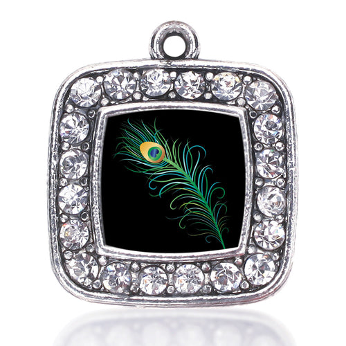 Peacock Feather Square Charm