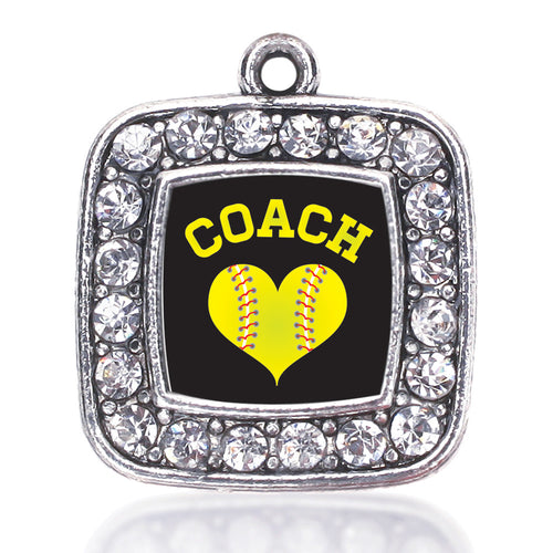 Softball Coach Square Charm