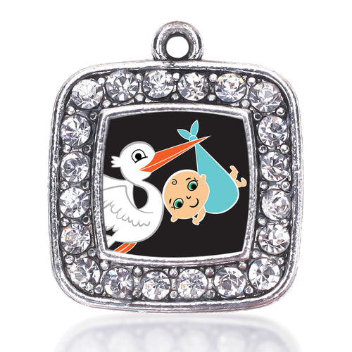 Stork Brings A Boy Square Charm