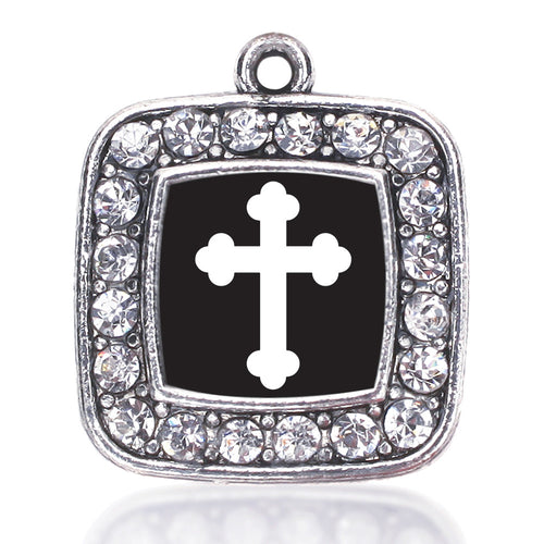 Vintage Cross Square Charm