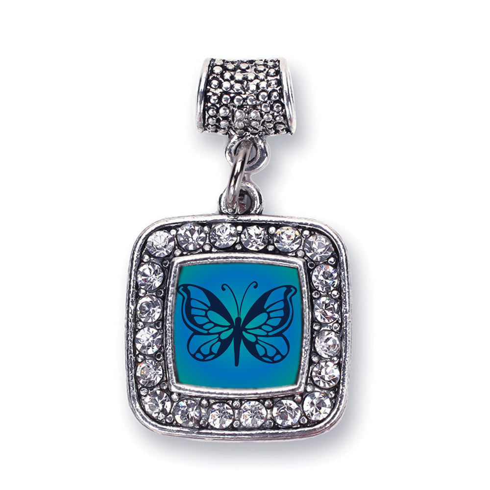 Blue Butterfly Square Charm