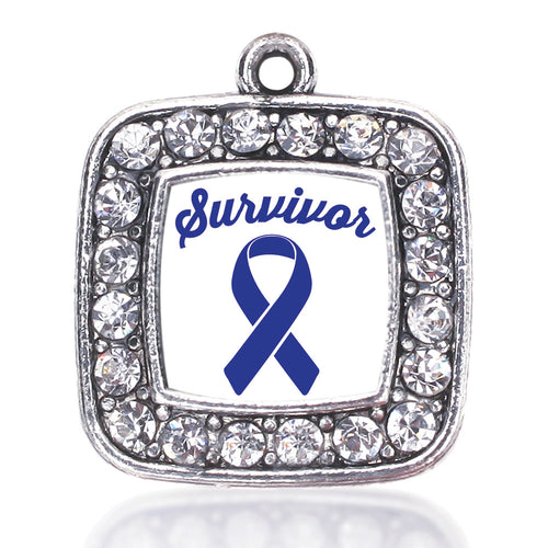 Blue Ribbon Survivor Square Charm