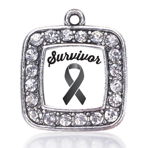 Black Ribbon Survivor Square Charm