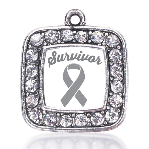Gray Ribbon Survivor Square Charm