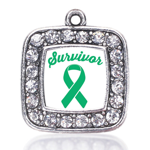 Green Ribbon Survivor Square Charm