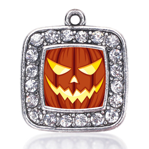 Grinning Pumpkin Square Charm