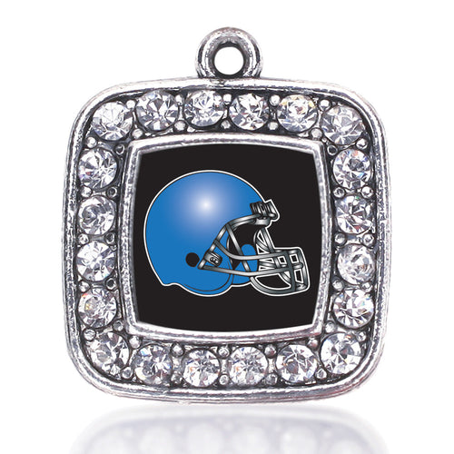 Black and Blue Team Helmet Square Charm