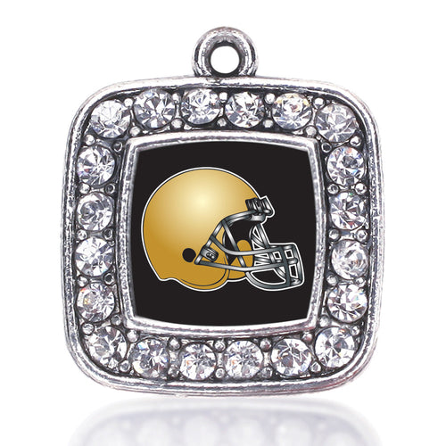 Black and Gold Team Helmet Square Charm
