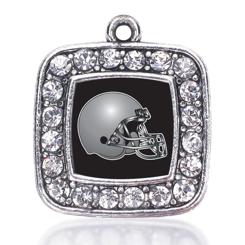 Black and Grey Team Helmet Square Charm