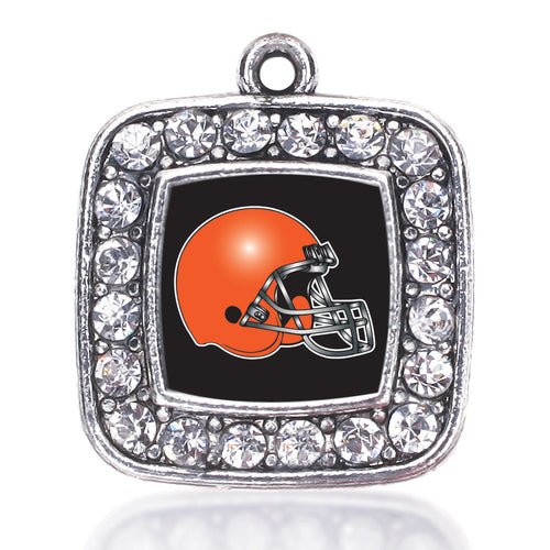 Black and Orange Team Helmet Square Charm