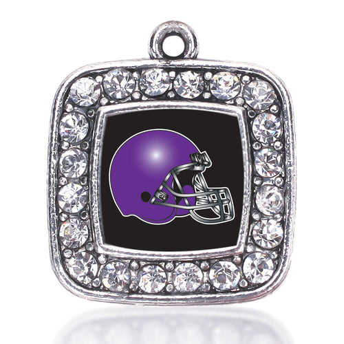 Black and Purple Team Helmet Square Charm