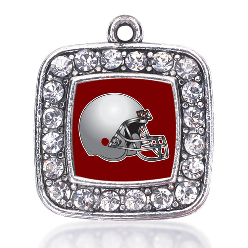 Burgundy and Grey Team Helmet Square Charm