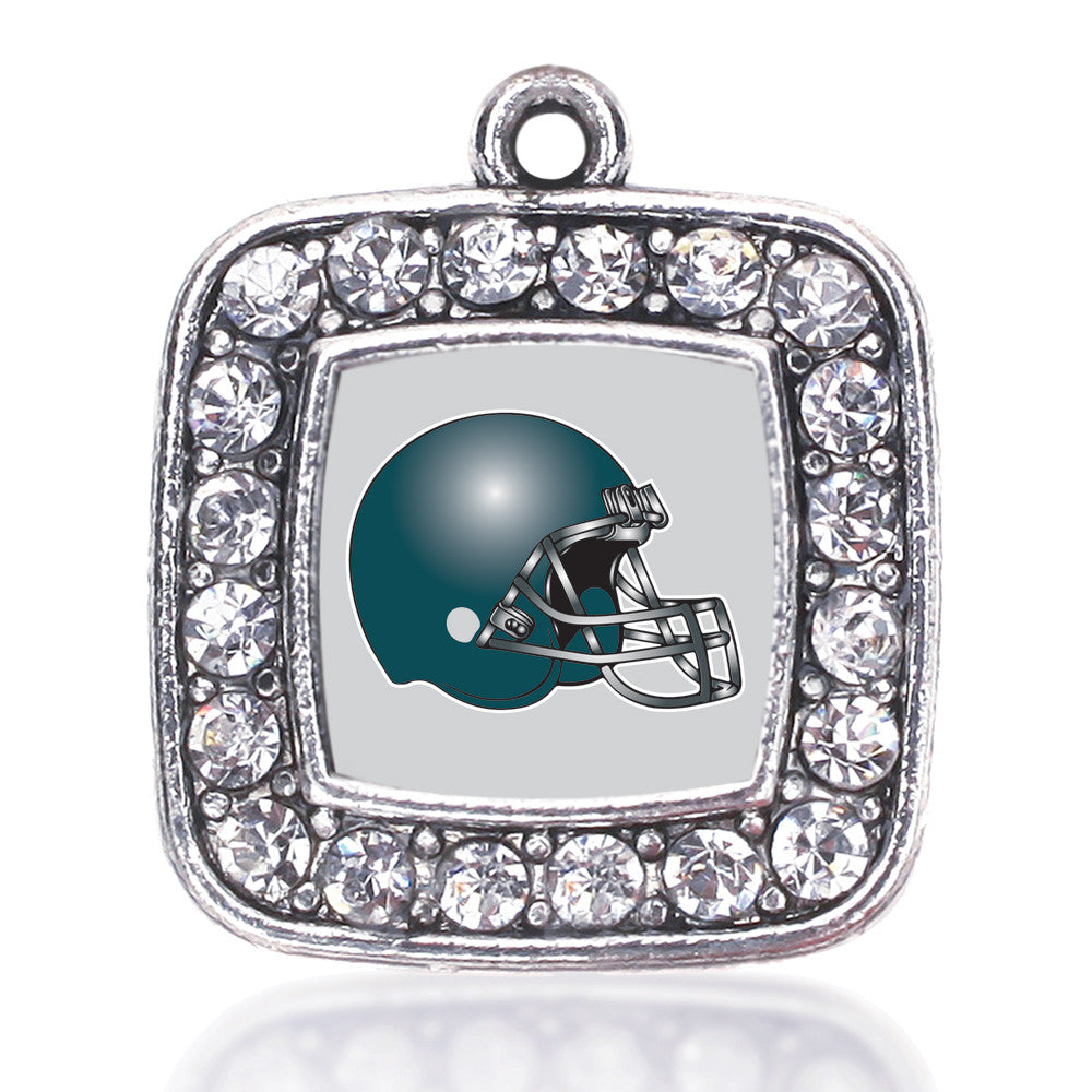 Grey and Turquoise Team Helmet Square Charm