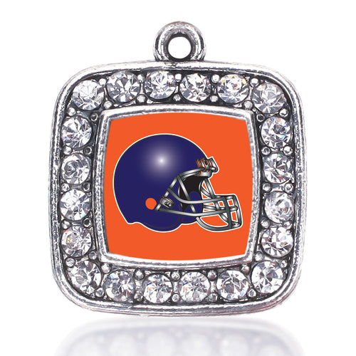 Orange and Blue Team Helmet Square Charm