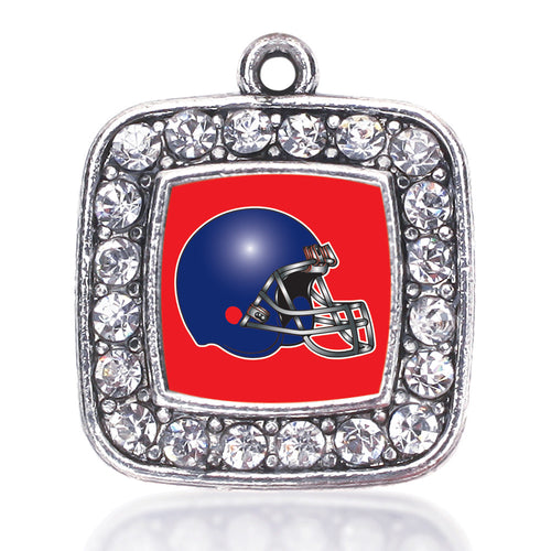 Red and Blue Team Helmet Square Charm