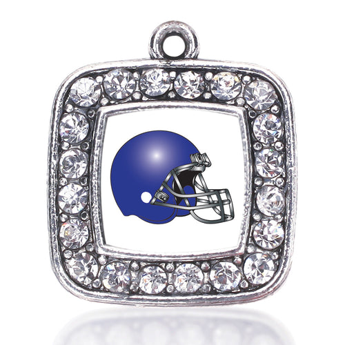 White and Blue Team Helmet Square Charm