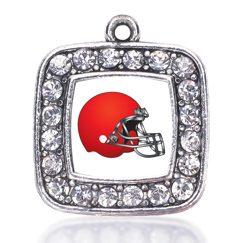 Red and White Team Helmet Square Charm