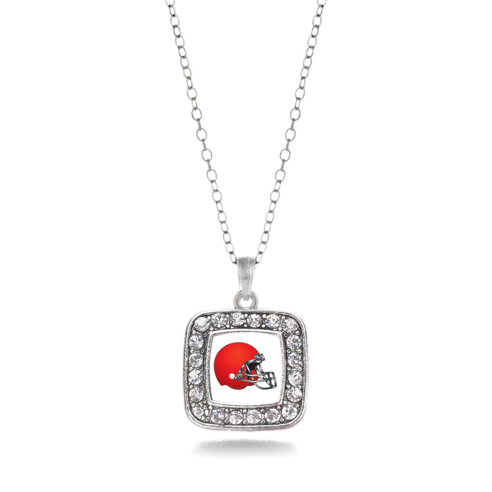 Red and White Team Helmet Square Charm