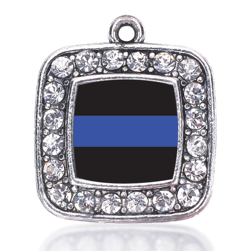 Blue Line Law Enforcement Support Square Charm