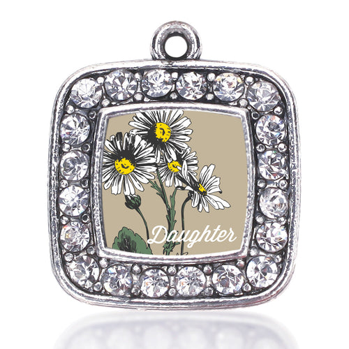 Daughter Daisy Flower Square Charm