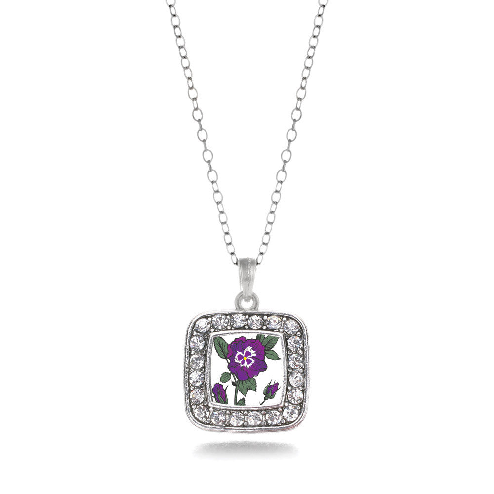 Pansy Flower Square Charm