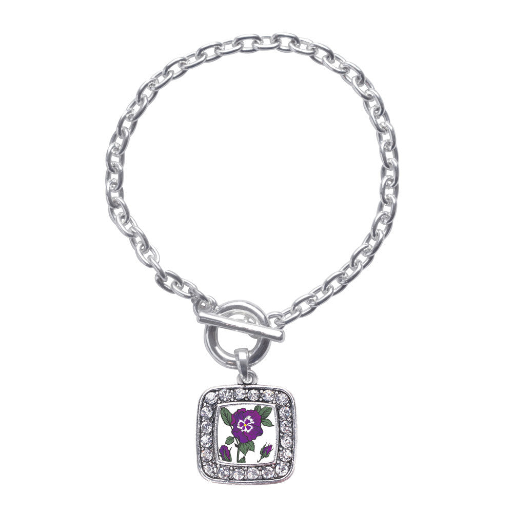 Pansy Flower Square Charm