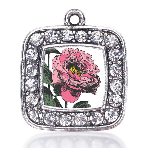 Peony Flower Square Charm