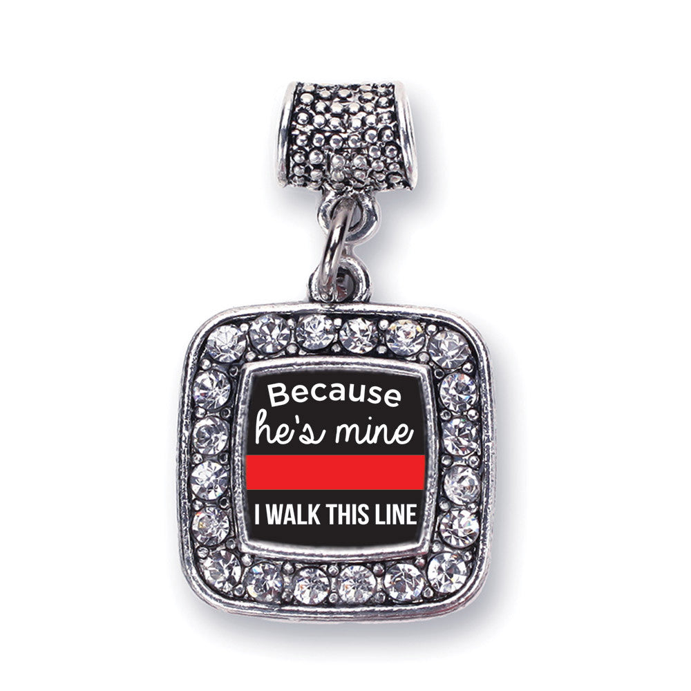 Because He's Mine Red Line Square Charm