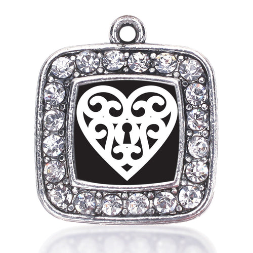 Heart Shaped Lock  Square Charm