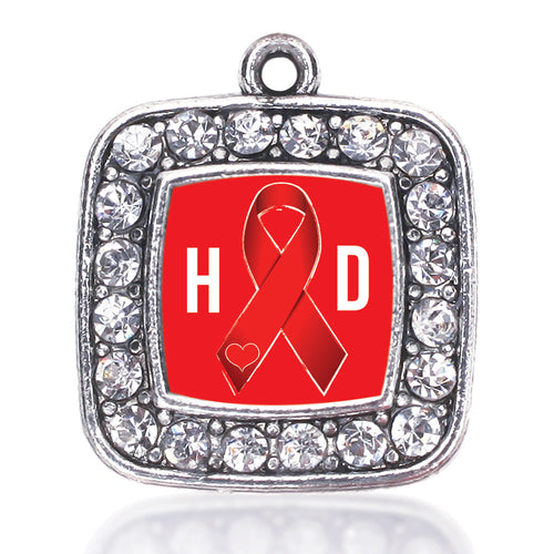 Heart Disease Awareness Ribbon Square Charm