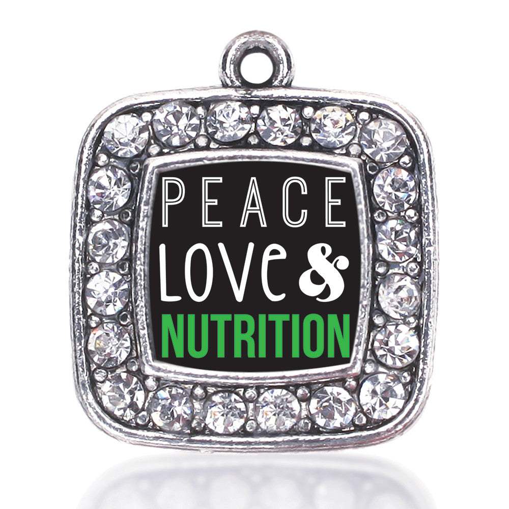 Peace, Love, and Nutrition Square Charm