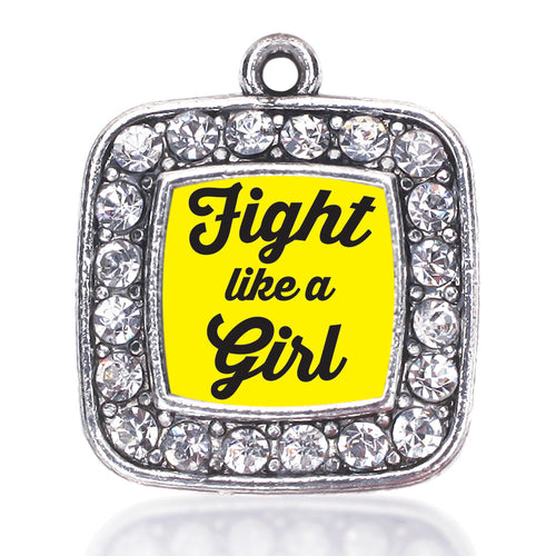 Fight Like A Girl Yellow Ribbon Square Charm