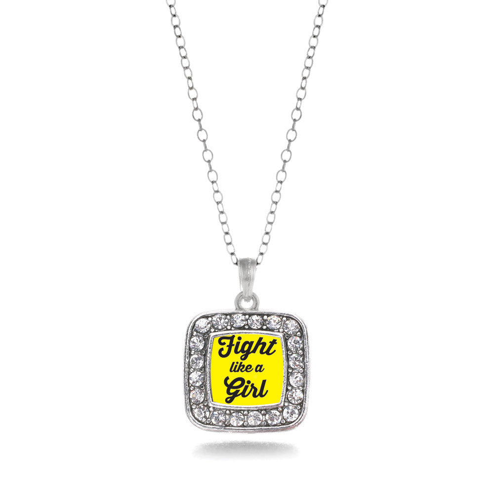 Fight Like A Girl Yellow Ribbon Square Charm