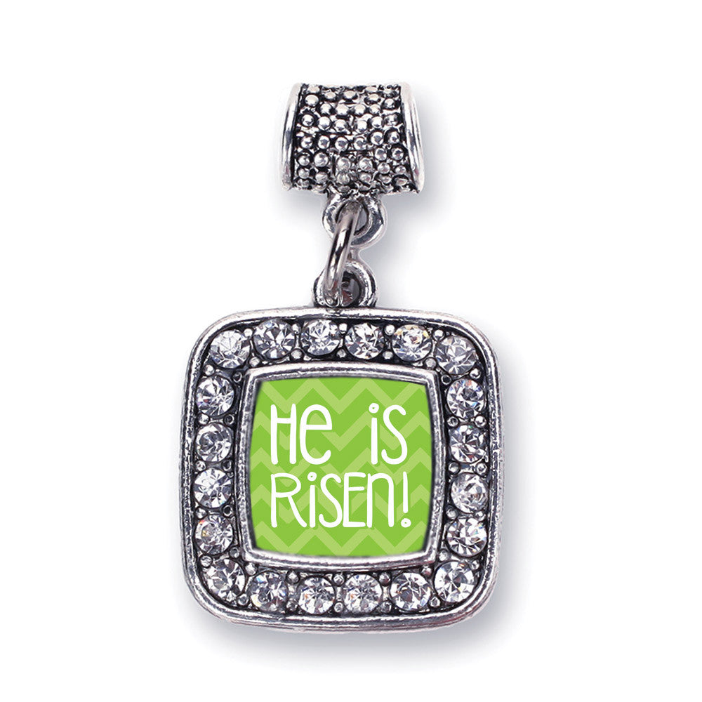 He is Risen Green Chevron Patterned Square Charm