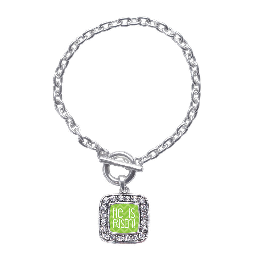 He is Risen Green Chevron Patterned Square Charm