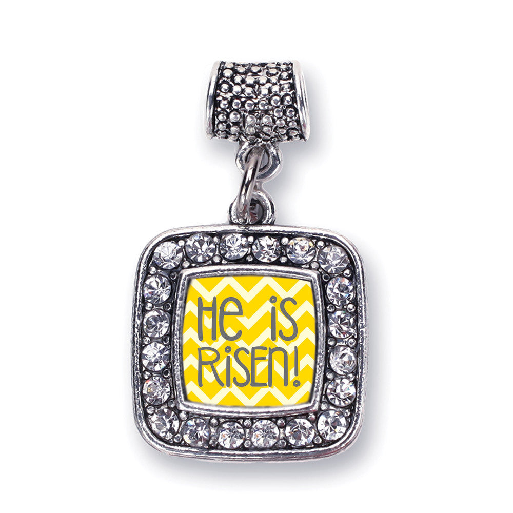 He is Risen Yellow Chevron Patterned Square Charm