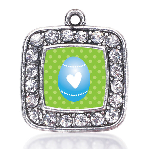 Blue Easter Egg Square Charm