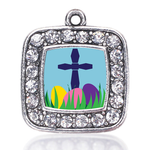 Easter Cross & Eggs Square Charm