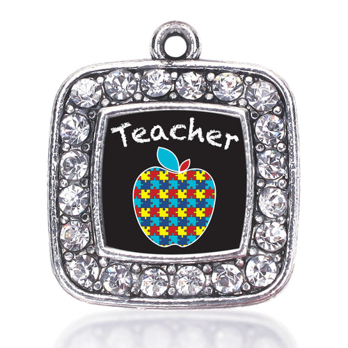 Autism Apple Square Charm