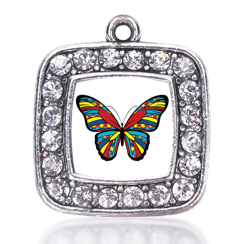Autism Awareness Butterfly Square Charm